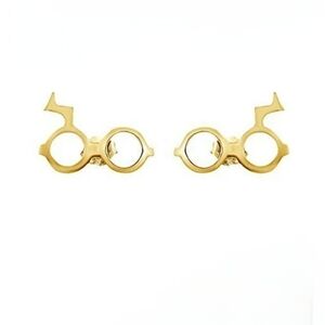 14K‎ Gold Plated Harry Potter Lighting Scar Glasses Stud Earrings